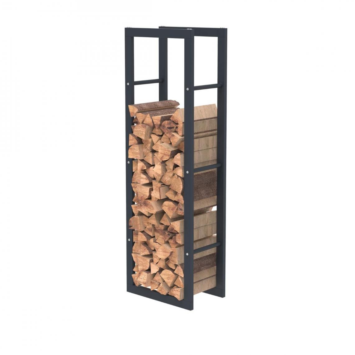 Bcelec - HHWPF0015 Rangement à bois en acier noir 125*40*25CM, rack pour bois de chauffage, range-bûches - Abris de jardin en bois