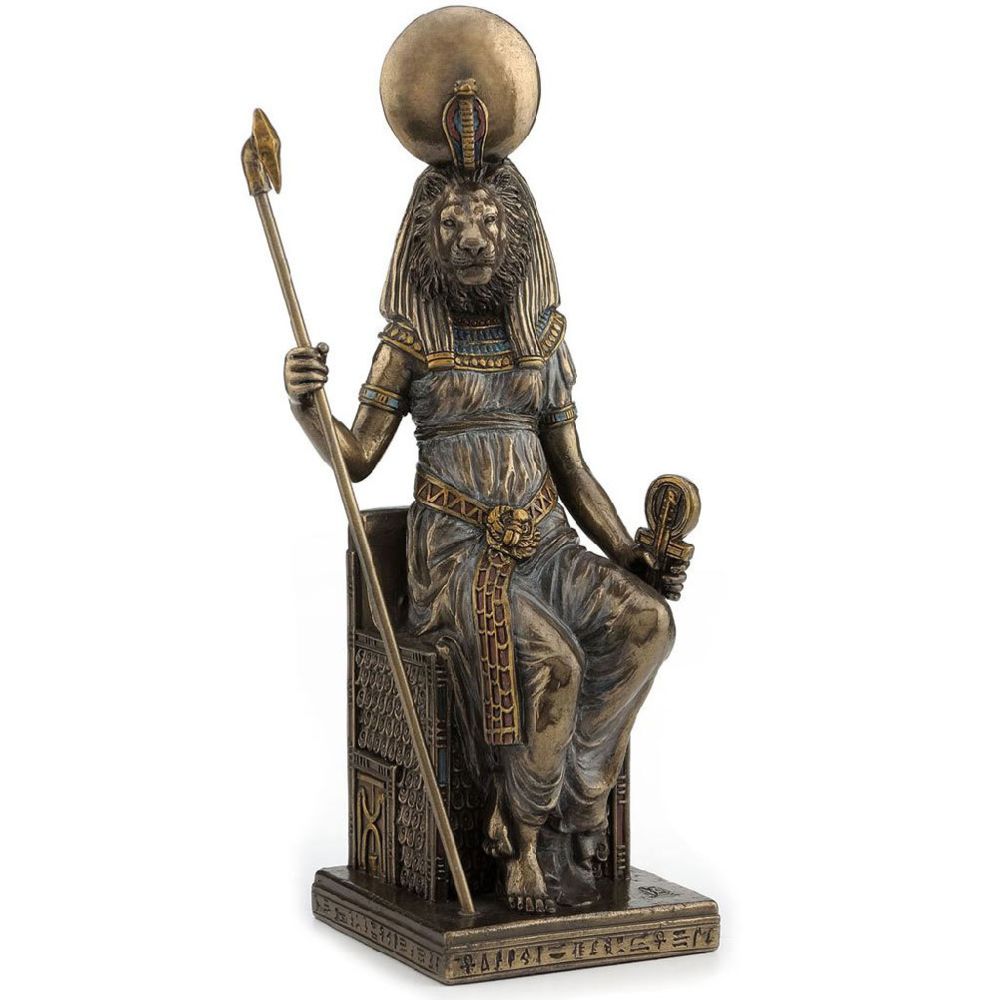 Signe - Statuette Déesse Sekhmet en résine aspect bronze - Petite déco d'exterieur