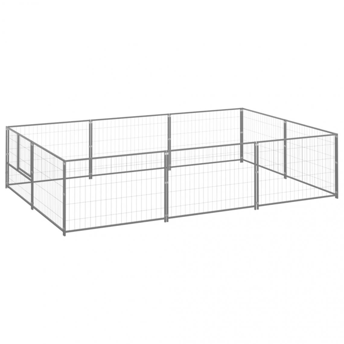 Helloshop26 - Chenil extérieur cage enclos parc animaux chien argenté 6 m² acier 02_0000290 - Clôture pour chien