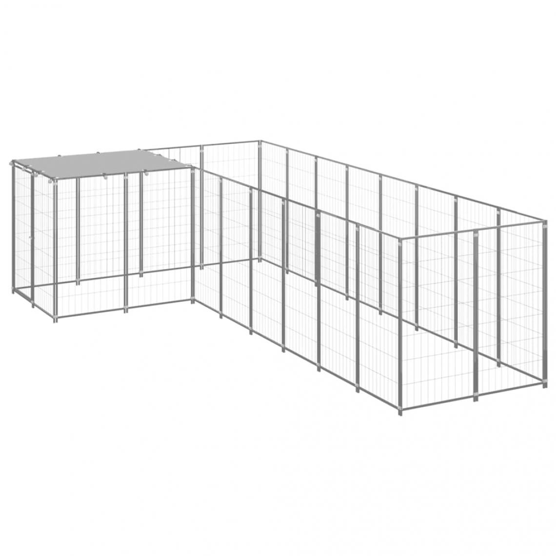 Helloshop26 - Chenil extérieur cage enclos parc animaux chien argenté 6,05 m² acier 02_0000293 - Clôture pour chien
