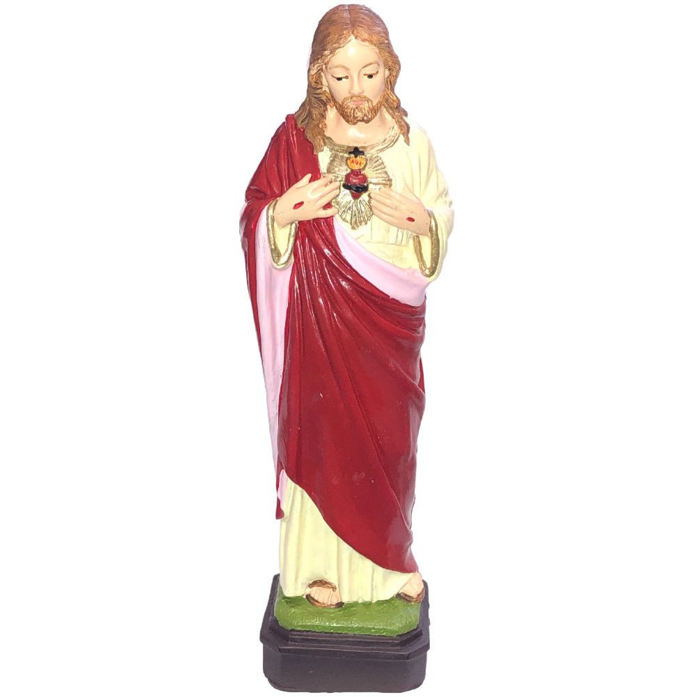 Phoenix - Statuette Jésus Christ Sacré Coeur Rouge - Petite déco d'exterieur