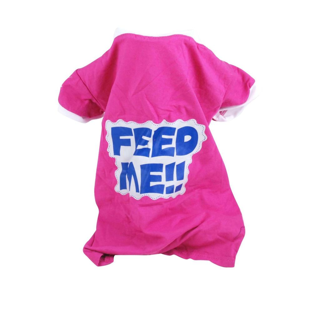 Dogi - T-shirt pour chien Feed me - Taille M - Rose - Vêtement pour chien