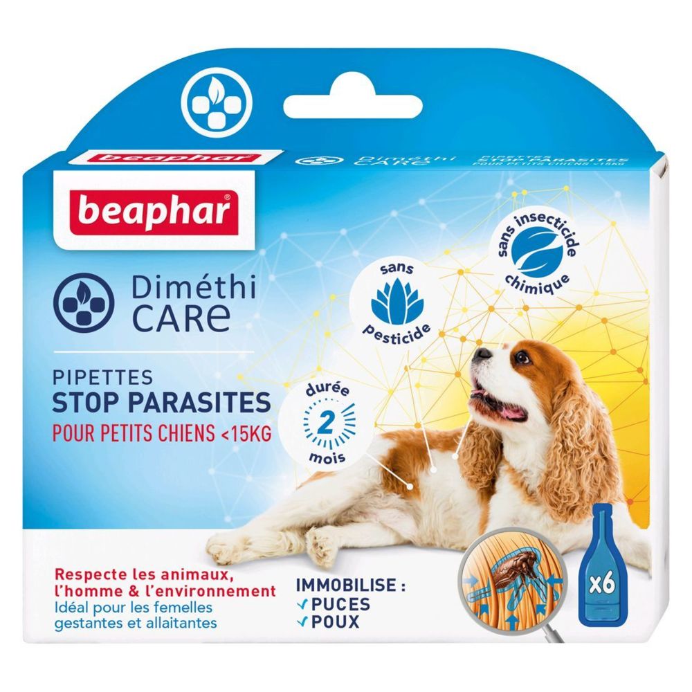 Beaphar - DiméthiCARE Pipettes Antiparasitaires Petit Chien window.dataLayer = window.dataLayer || []; function gtag(){dataLayer.push(arguments);} gtag('consent', 'default', { 'ad_storage': 'denied', 'analytics_storage': 'denied', 'functionality_storage': 'granted', 'personalization_storage': 'denied', 'security_storage': 'granted',}); gtag("set", "ads_data_redaction", true); dataLayer.push({ 'event': 'consent_default', 'consent_default': true,}); dataLayer.push({"event":"productDetailView","env_template":"produit","env_language":"fr","page_cat_id":17277,"page_cat_nom":"Anti-parasitaire pour chien","offers_count":2,"classification":{"id":3355,"nom":"Antiparasitaire pour chien"},"promotion_code":"","product_mp":"MP-28420M28769462","ecommerce":{"currencyCode":"EUR","detail":{"products":[{"name":"DiméthiCARE Pipettes Antiparasitaires Petit Chien <15 kg","id":2000729600,"ecomm_prodid":2000729600,"price":27.89,"brand":"Beaphar","availability":true,"shipping_price":0,"page_cat_1_id":14895,"page_cat_1_nom":"Animalerie","page_cat_2_id":15201,"page_cat_2_nom":"Chiens","page_cat_3_id":17277,"page_cat_3_nom":"Anti-parasitaire pour chien","shop_name":"ZOOMICI","shop_id":2254,"base_price":27.89,"is_promo":false}]}},"article_offer_id":23227886,"article_offer_quality":"neuf"}) (function(w,d,s,l,i){w[l]=w[l]||[];w[l].push({'gtm.start':new Date().getTime(),event:'gtm.js'});var f=d.getElementsByTagName(s)[0],j=d.createElement(s),dl=l!='dataLayer'?'&l='+l:'';j.defer=true;j.src='https://www.googletagmanager.com/gtm.js?id='+i+dl;f.parentNode.insertBefore(j,f);})(window,document,'script','dataLayer','GTM-KV4GH4N');