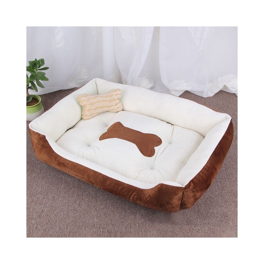 Wewoo - Panier pour chien Coussin tapis de chat pour chien, modèle Big Bean Warm Warm, pour taille: XS, 50 × 40 × 15 cm (blanc brun) - Corbeille pour chien