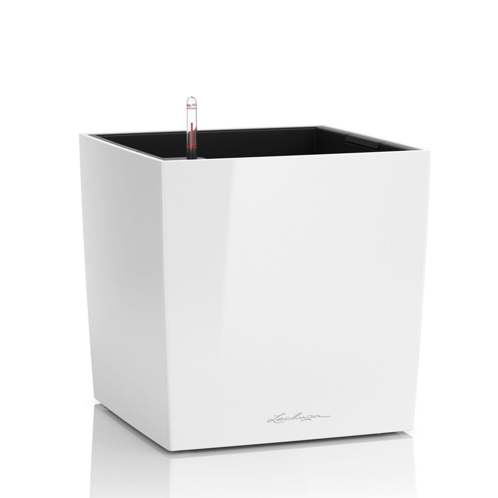 marque generique - Cube Premium 40 - kit complet, blanc brillant 40 cm - Poterie, bac à fleurs