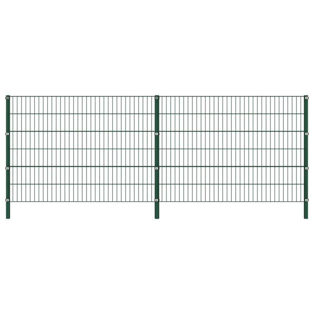 Vidaxl - vidaXL Panneau de clôture avec poteaux Fer 3,4 x 1,2 m Vert - Clôture en fer