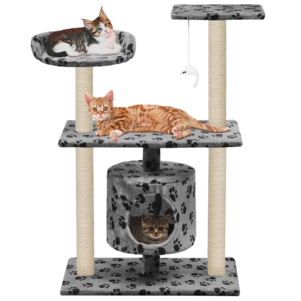 marque generique - Esthetique Accessoires pour chats selection Ngerulmud Arbre à chat avec griffoir en sisal 95 cm Gris Motif de pattes - Arbre à chat
