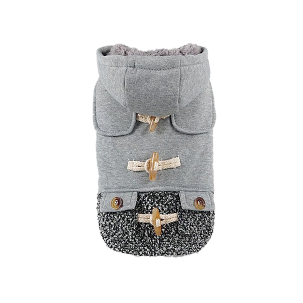marque generique - Chaud Pet Dog Overcoat vêtements d'hiver tenue de Noël avec des boutons de corne Grey_M - Vêtement pour chien