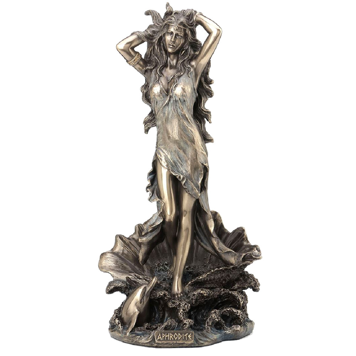 Signe - Statuette Aphrodite en résine aspect bronze - Petite déco d'exterieur