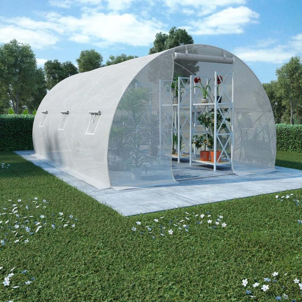 marque generique - Esthetique Jardinage ensemble Naypyidaw Serre avec fondation en acier 13,5 m² 450x300x200 cm - Serres en verre