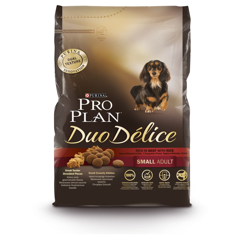 Proplan - PRO PLAN Duo Delice Croquettes - Riche en boeuf - Pour petit chien adulte - 2,5 kg - Croquettes pour chien