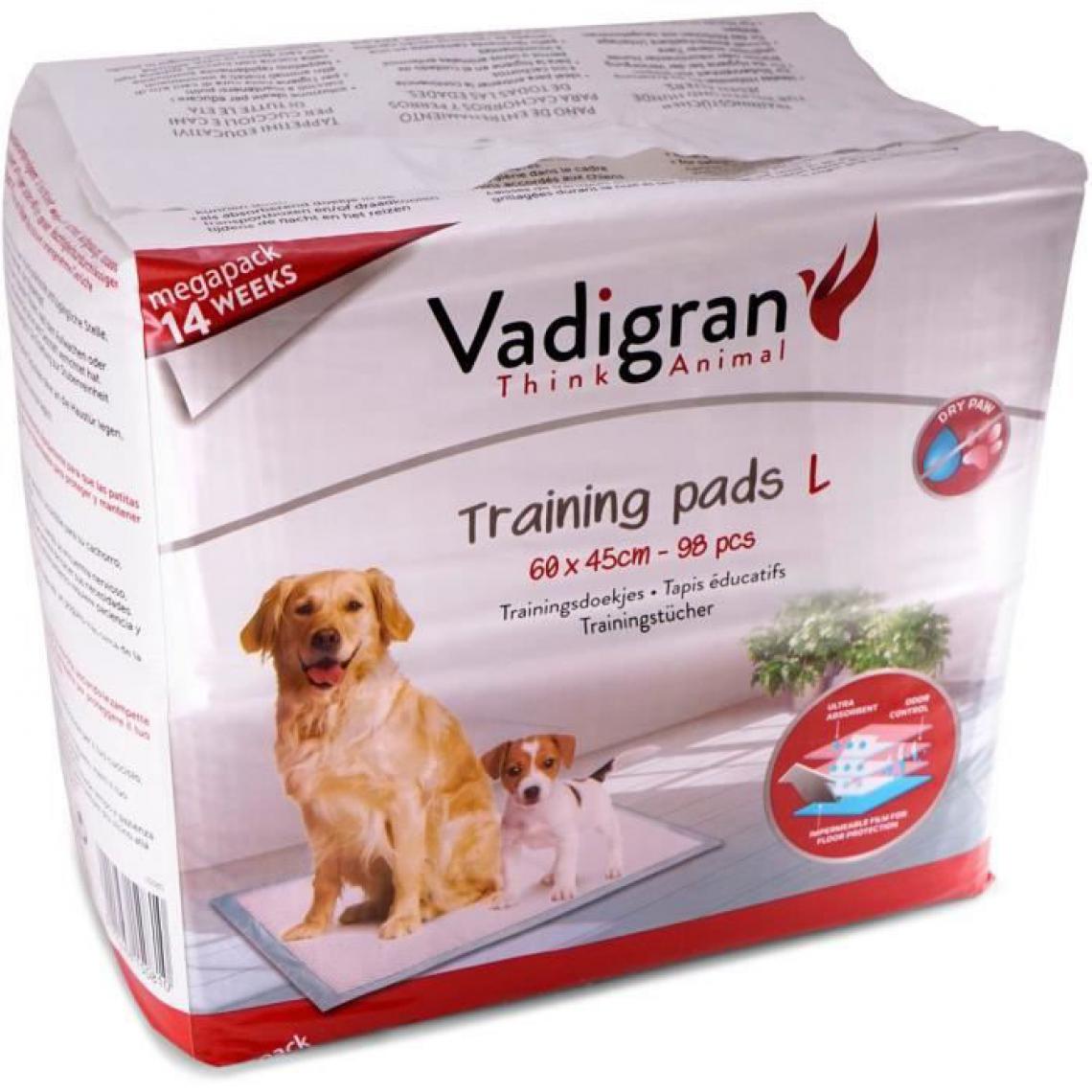 Vadigran - VADIGRAN Tapis éducateurs 98pcs - 60x45 cm - Blanc - Pour chien - Litière pour chat