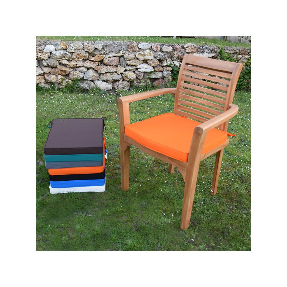 Teck'Attitude - Coussin orange pour fauteuils fixes - Coussins, galettes de jardin