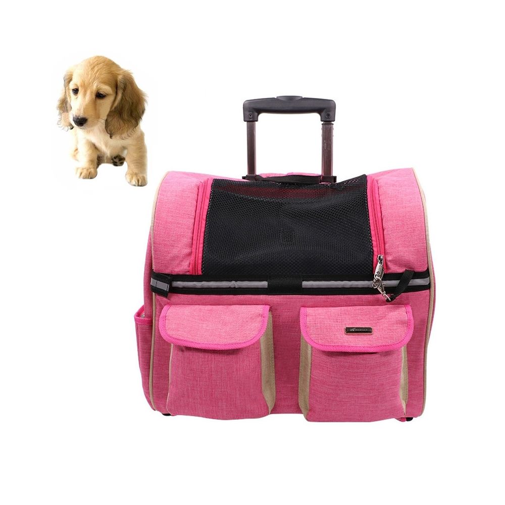 Wewoo - DODOPET Multi-fonction Outdoor Portable Deux Roues Cat Dog Pet Carrier Bag Sac à dos Draw Box Rose Rouge - Equipement de transport pour chat