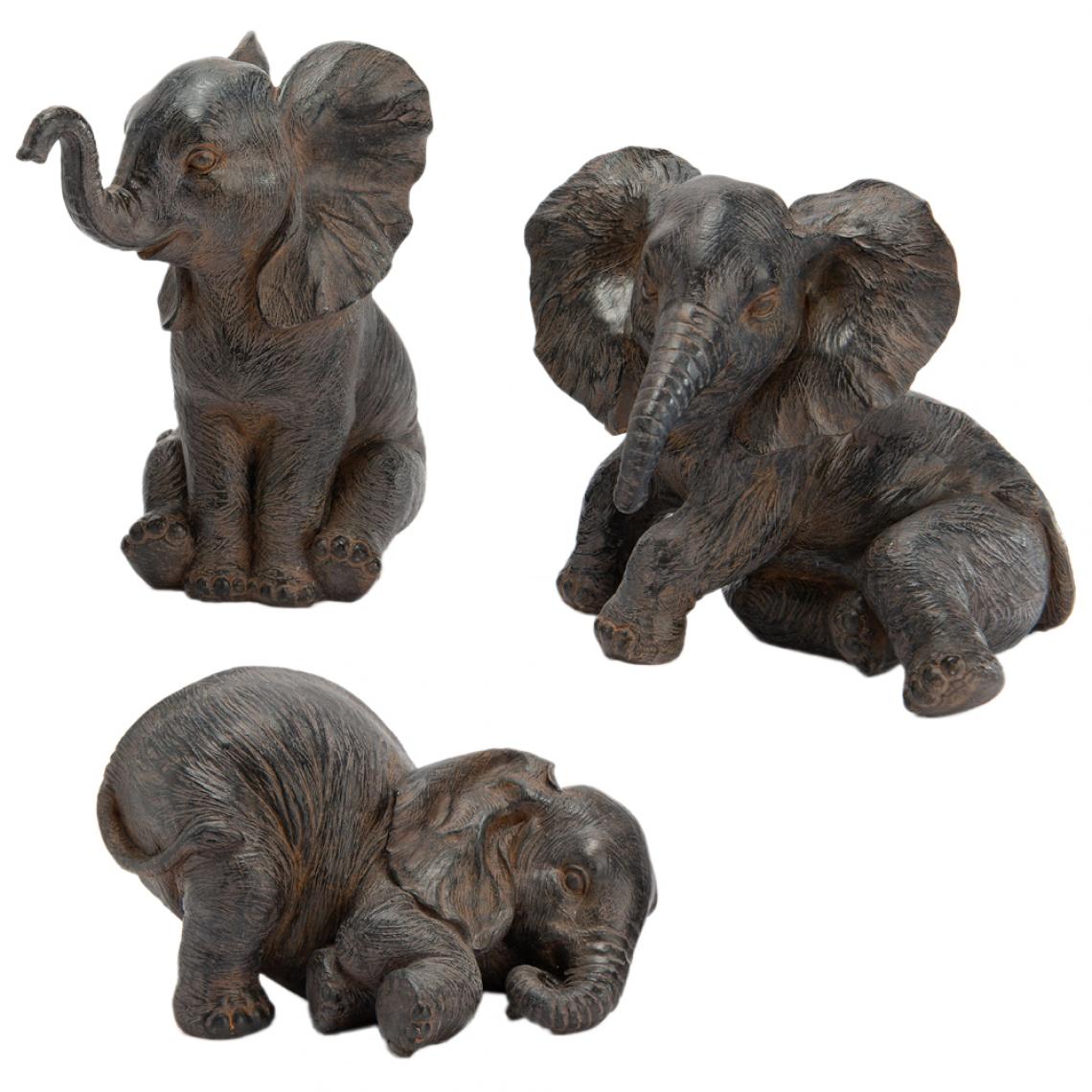 Amadeus - Trois Statuettes de décoration Éléphant - Petite déco d'exterieur