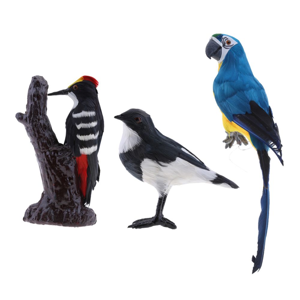 marque generique - 3X Réaliste Pie-grièche Pic Pic Oiseau Figurine Jardin Pelouse Décoration Extérieure - Petite déco d'exterieur