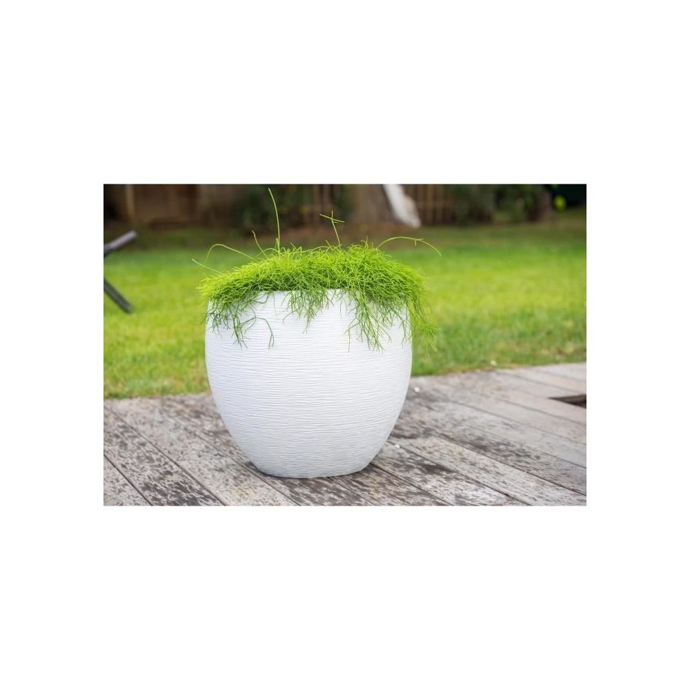 Eda Plastiques - EDA Pot rond Graphit Ø50cm - Contenance 46L - Blanc cérusé - Poterie, bac à fleurs