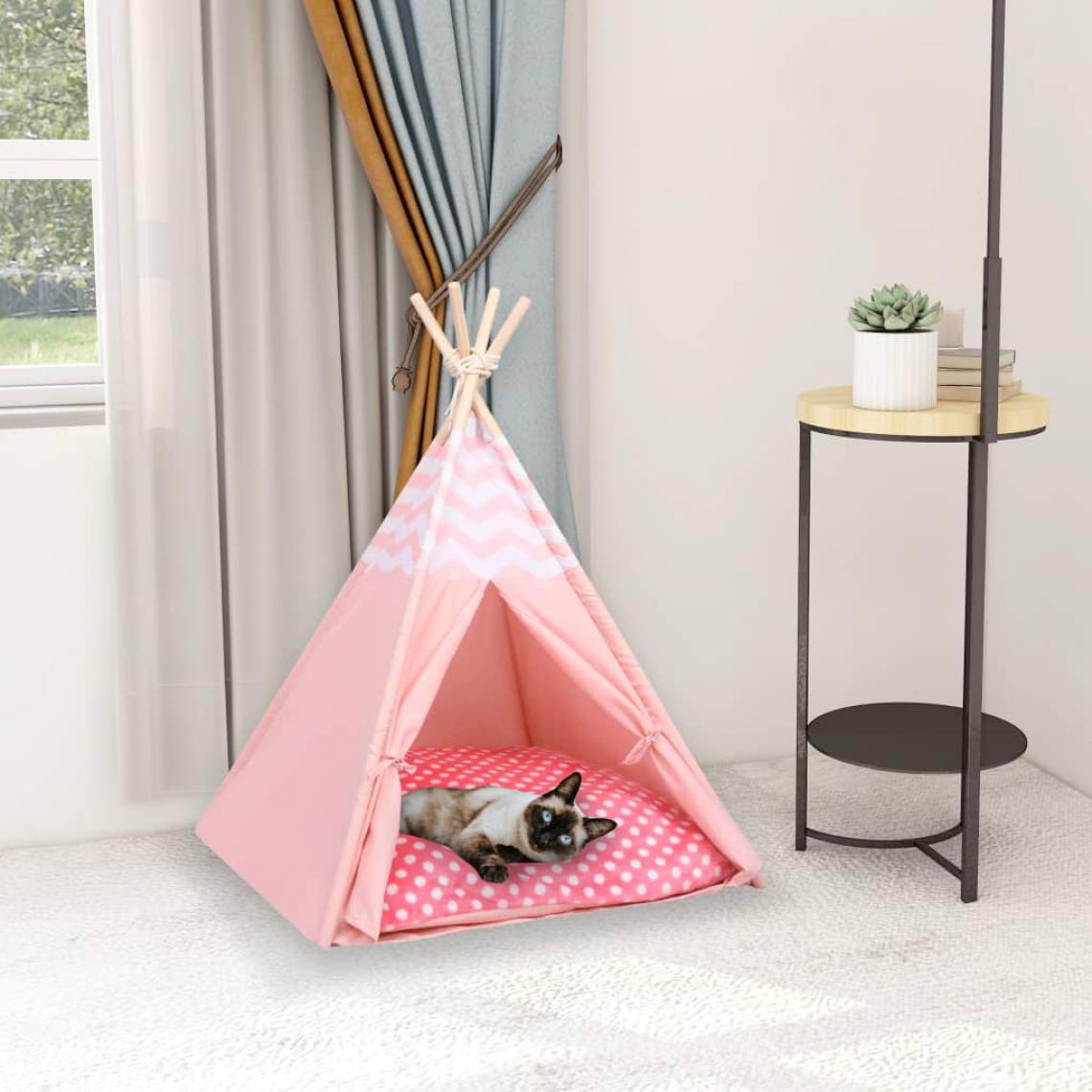 Vidaxl - vidaXL Tente pour chats avec sac Peau de pêche Rose 60x60x70 cm - Coussin pour chat