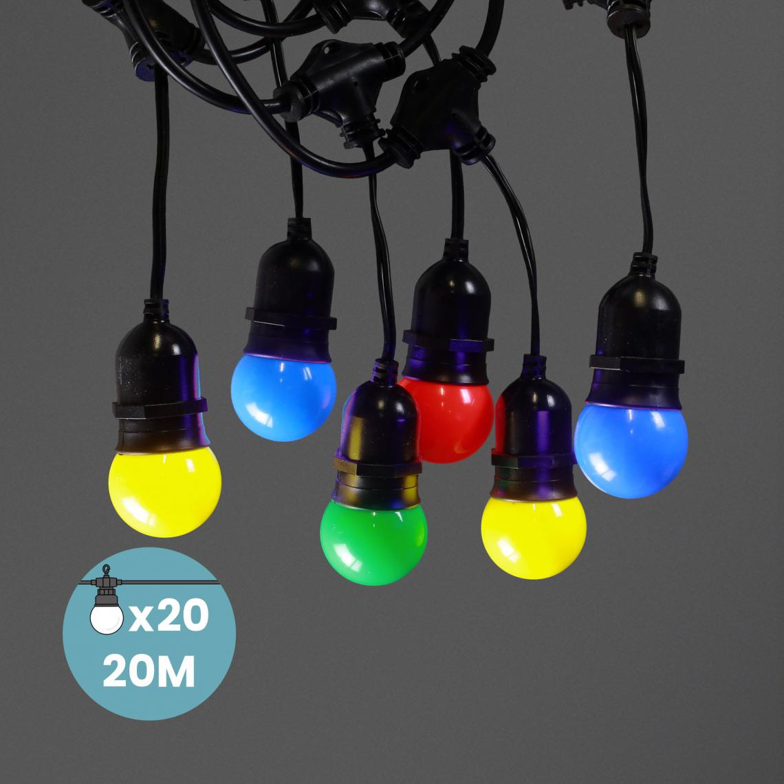 Skylantern - Guirlande Guinguette Pendante Ampoules Remplaçables Multicolore 20 m - Lampadaire