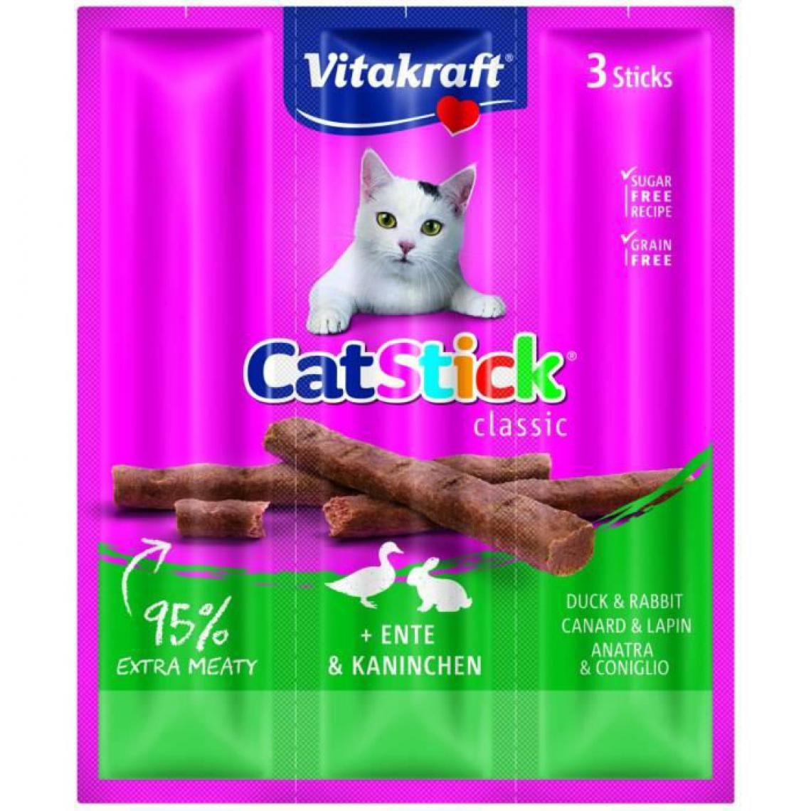 Vitakraft - VITAKRAFT Cat Stick mini Friandise pour chat au Canard & Lapin - Lot de 20x3 - Croquettes pour chien