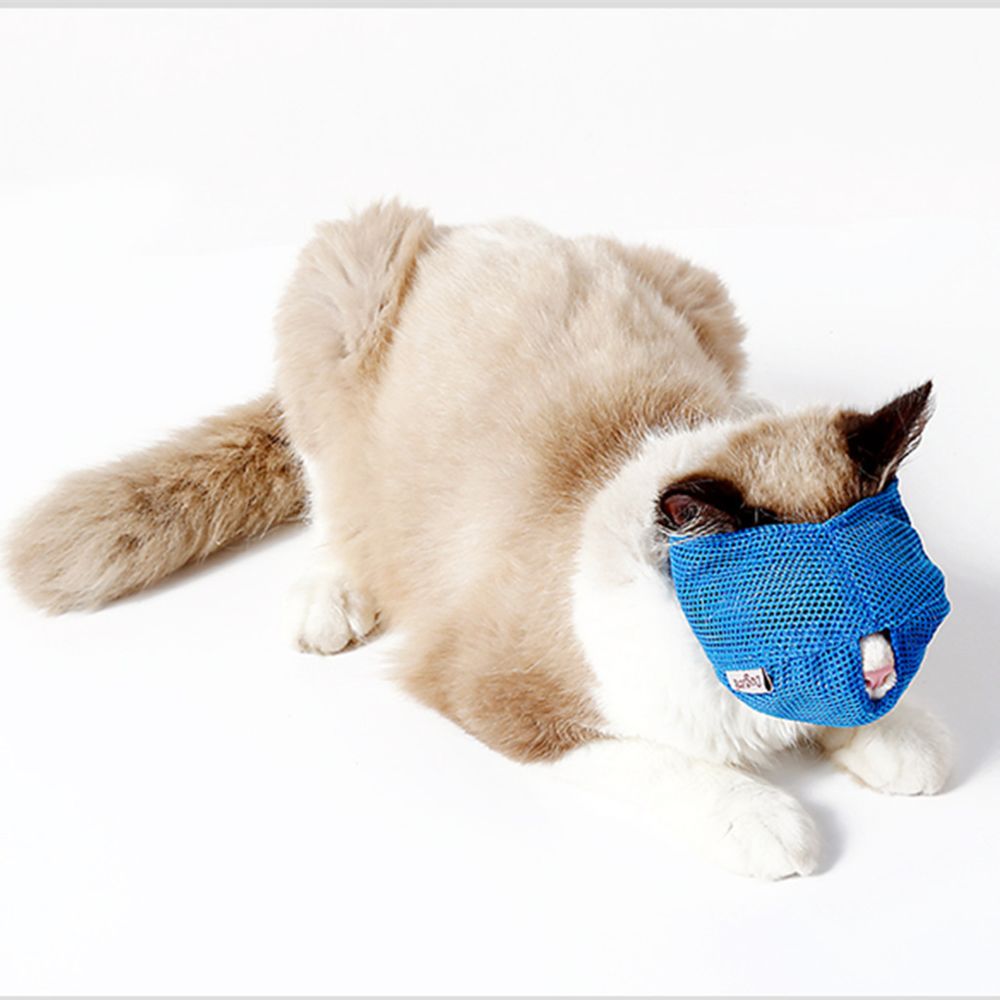 marque generique - Ajustable Mesh Cat Muzzle Pet Anti-bark Muzzle Cat Grooming Muzzle S Blue - Muselière pour chien