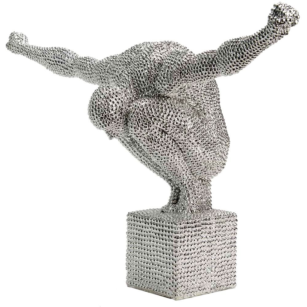 Amadeus - Statuette Argentée Haltero 43 cm - Petite déco d'exterieur