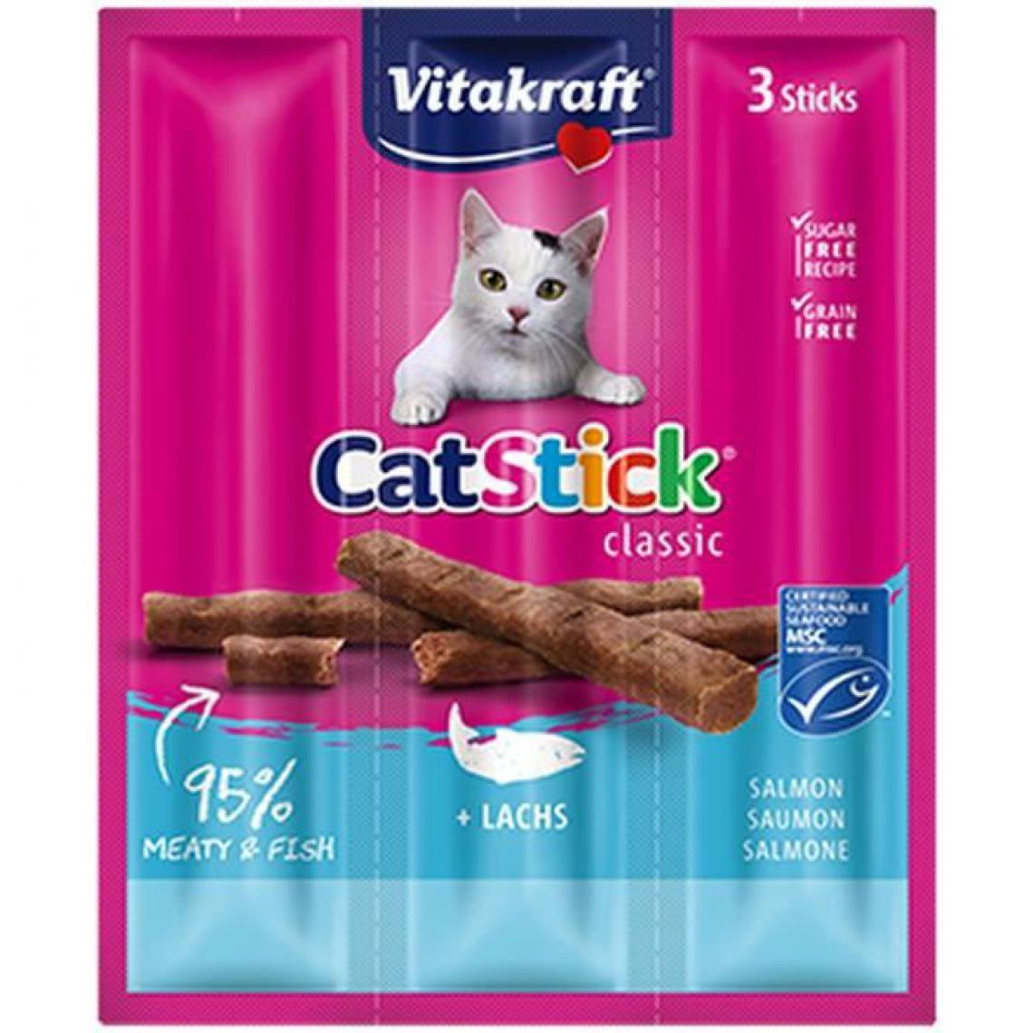 Vitakraft - VITAKRAFT Cat Stick mini Friandise pour chat au Saumon - Lot de 20x3 - Croquettes pour chien