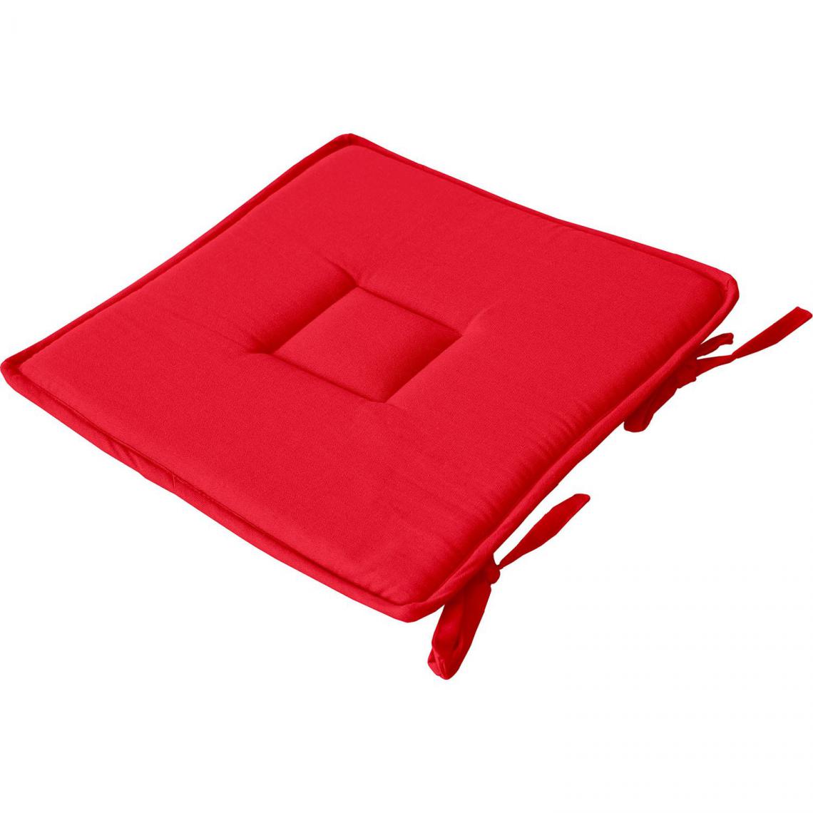 Toilinux - Galette de chaise uni effet Bachette - 40 x 40 cm - Rouge - Coussins, galettes de jardin