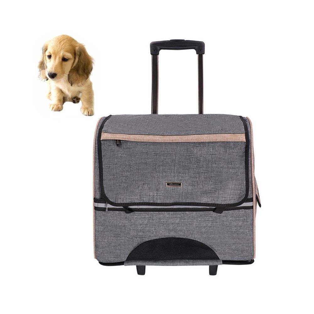 Wewoo - DODOPET Multi-fonction Outdoor Portable Deux Roues Cat Dog Pet Carrier Bag Sac à dos Draw Box Gris - Equipement de transport pour chat