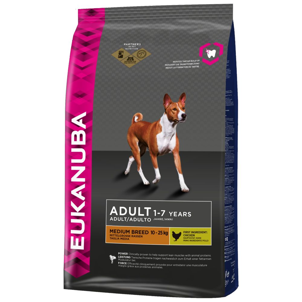 Eukanuba - EUKANUBA Croquettes super premium pour chiens adultes moyennes races -100% Complete et Equilibrée - Sans OGM - Poulet frais -15kg - Croquettes pour chien
