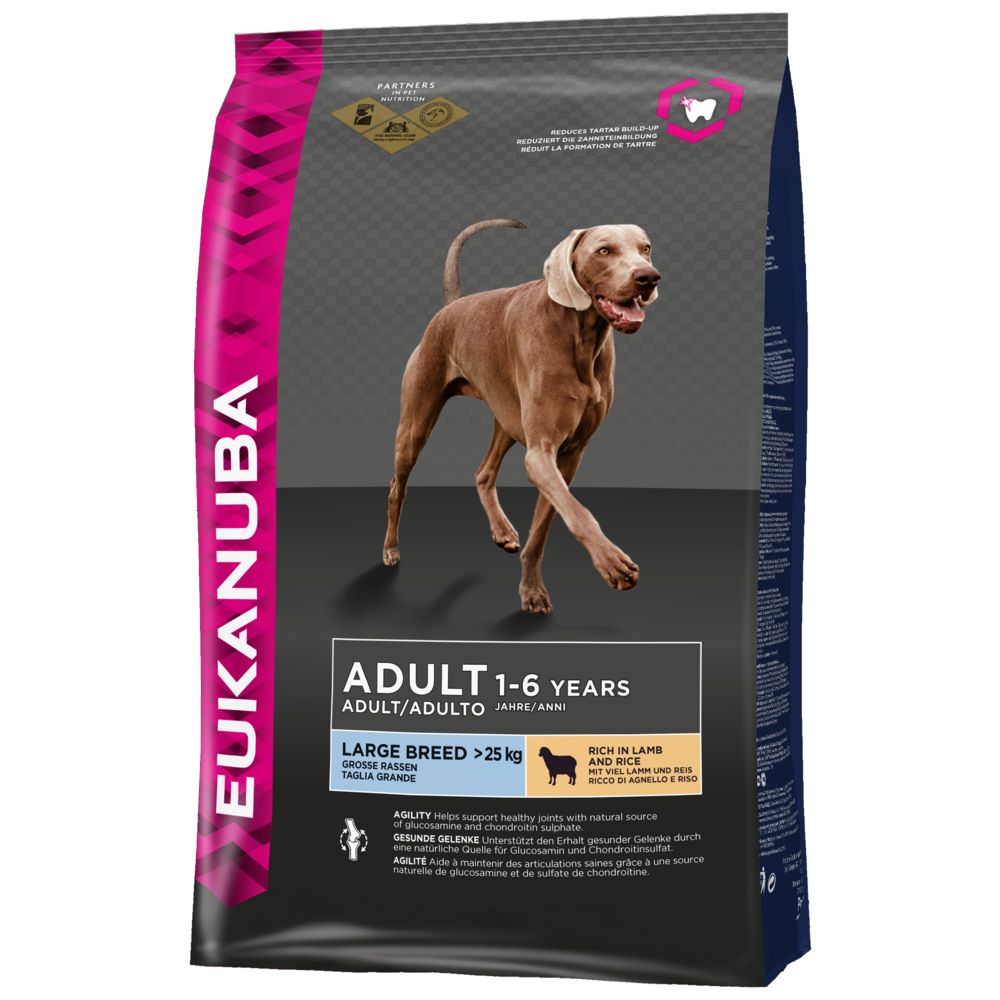 Eukanuba - EUKANUBA Croquettes premium chiens adultes grandes races - Digestion sensible - 100% Complete et Equilibrée - Agneau et Riz - 12kg - Croquettes pour chien