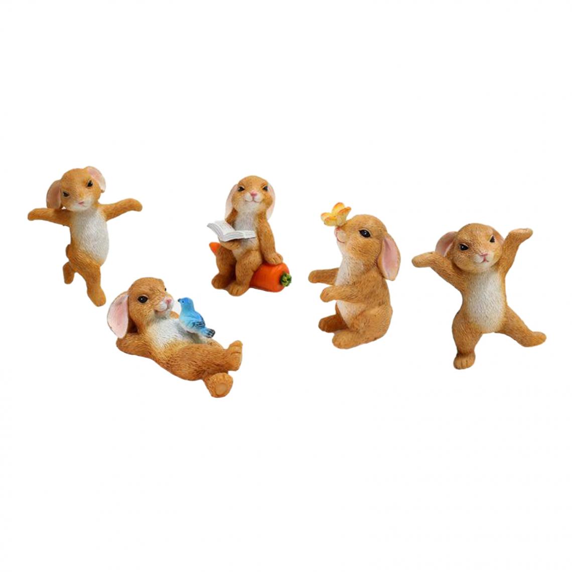 marque generique - 5x mini de lapin de Pâques de Pâques Lapin Figurines Animaux Ornement Décoration, Miniature Statues de Jardin - Petite déco d'exterieur