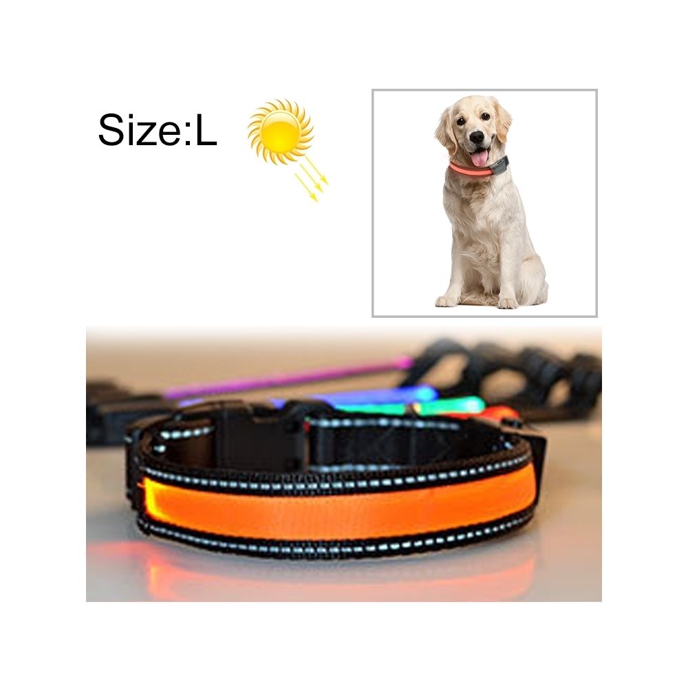 Wewoo - Collier de lumière LED de charge pour animal de compagnie solaire de taille moyenne et grand pour animaux de compagnie, taille du tour de cou: L, 50-60cm (Orange) - Collier pour chien