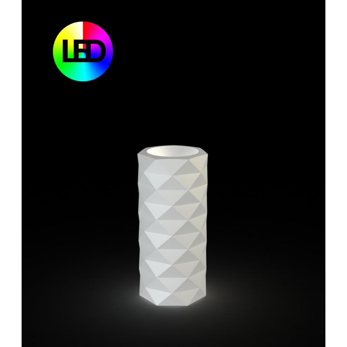Vondom - Pot de fleurs MARQUIS - LED de couleur - Ø 25 x 53 cm - blanc glace (transparent) - Poterie, bac à fleurs
