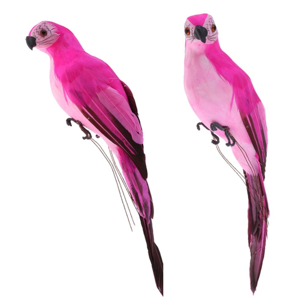 marque generique - 2x réaliste perroquet ara artificiel ornement animal oiseau plume rose rouge - Petite déco d'exterieur