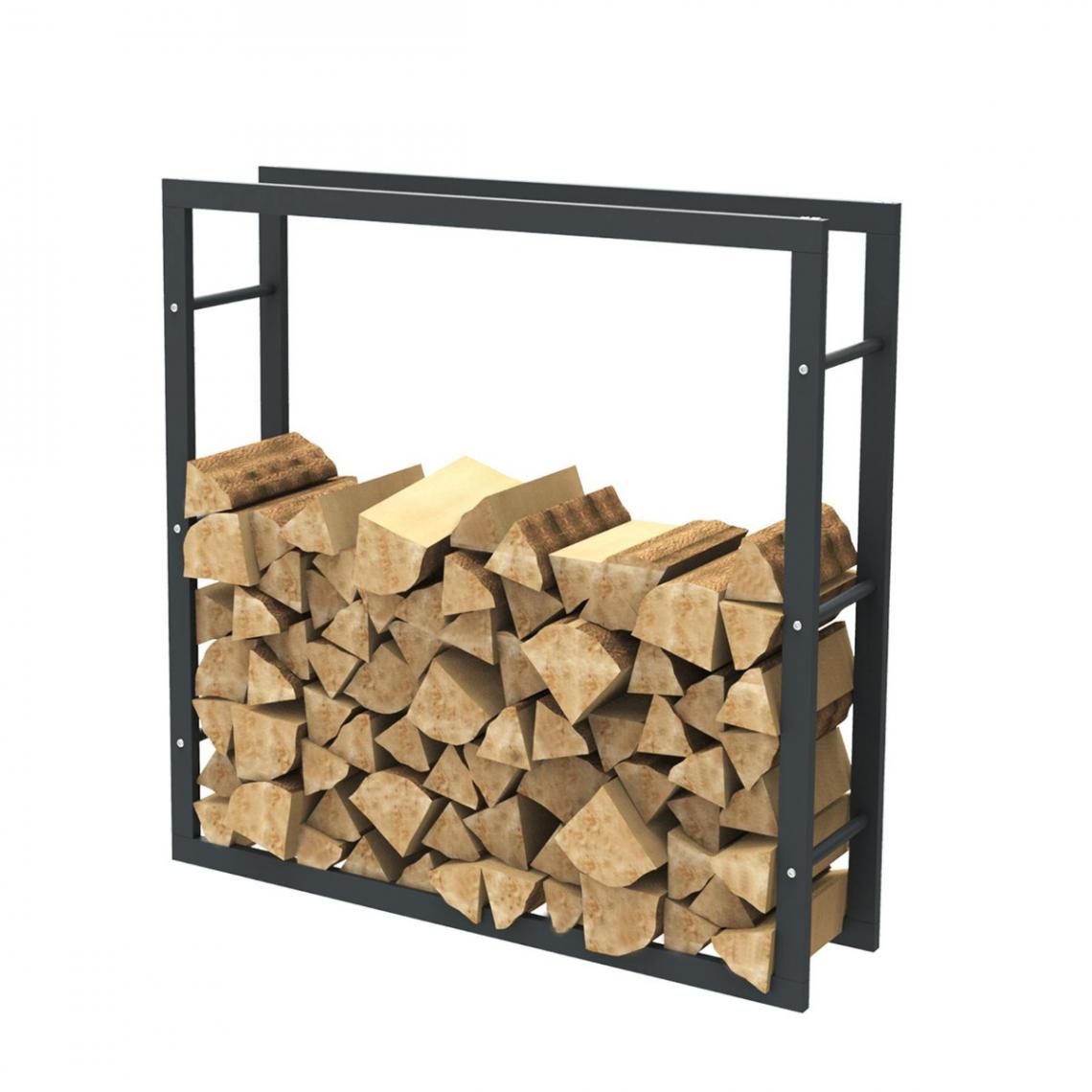 Bcelec - HHWPF0011 Rangement à bois en acier noir 100*100*25CM, rack pour bois de chauffage, range-bûches - Abris de jardin en bois