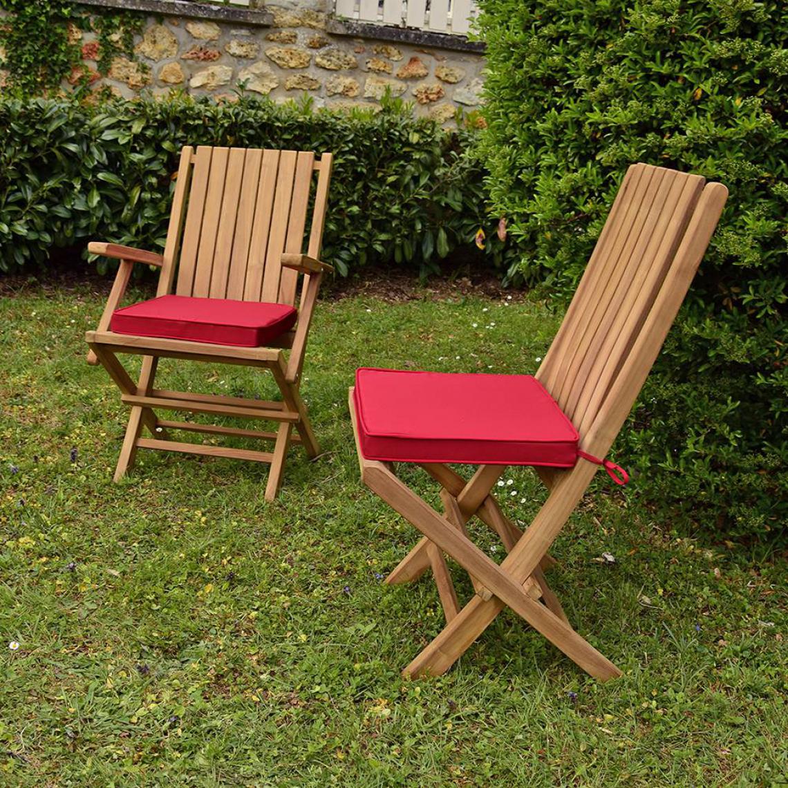 Teck'Attitude - Coussin framboise pour chaises et fauteuils pliants - Coussins, galettes de jardin
