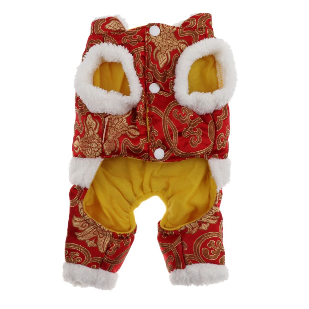marque generique - costume de chien de fête de nouvelle année de style chinois rouge combinaison de quatre jambes s - Vêtement pour chien