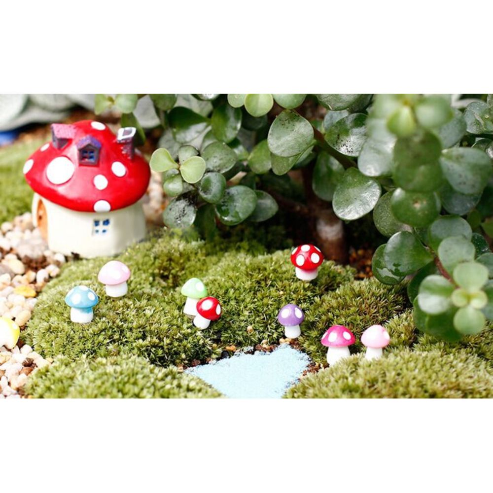 marque generique - 20 x miniature champignon fée terrarium jardin décor bonsaï artisanat rose - Petite déco d'exterieur