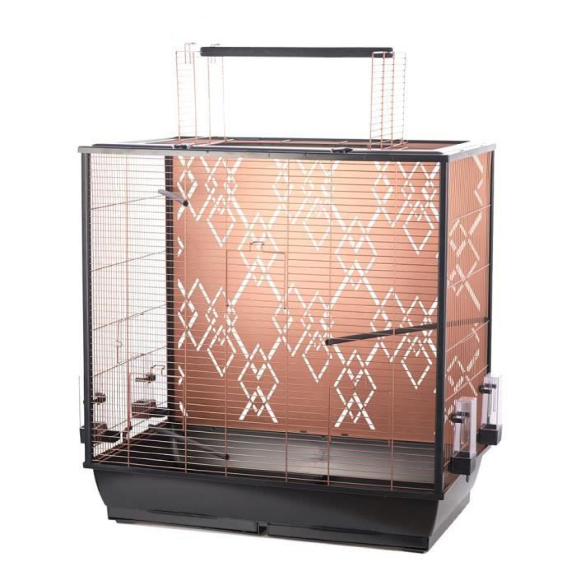 Duvo - DUVO+ Cage Copper Alix 78 x 48 x 81,5 cm - 9,18 kg - Noir et cuivre - Pour oiseaux - Cage pour rongeur