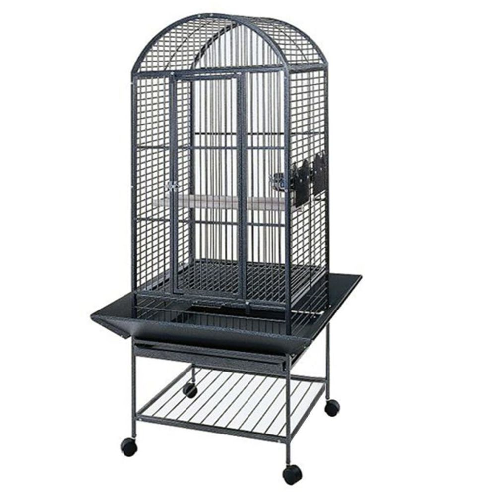 Strong - Strong Cage pour perroquet Villa Minerva Gris métallisé 46x46x144 cm - Perchoir oiseaux