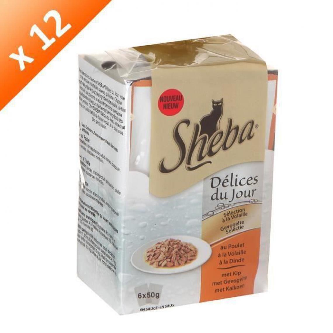 Sheba - Délices du jour sachets fraîcheur en sauce - A la volaille 6 x 50 g (x12) - Alimentation humide pour chat