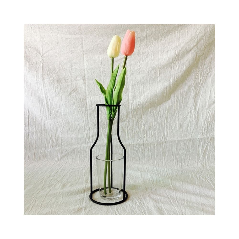Wewoo - Décoration Jardin café Titulaire d'usine de cadre de vase de fleur de fer noir, décorer la maison de d'intérieur, taille: 8cm x 20cm - Poterie, bac à fleurs