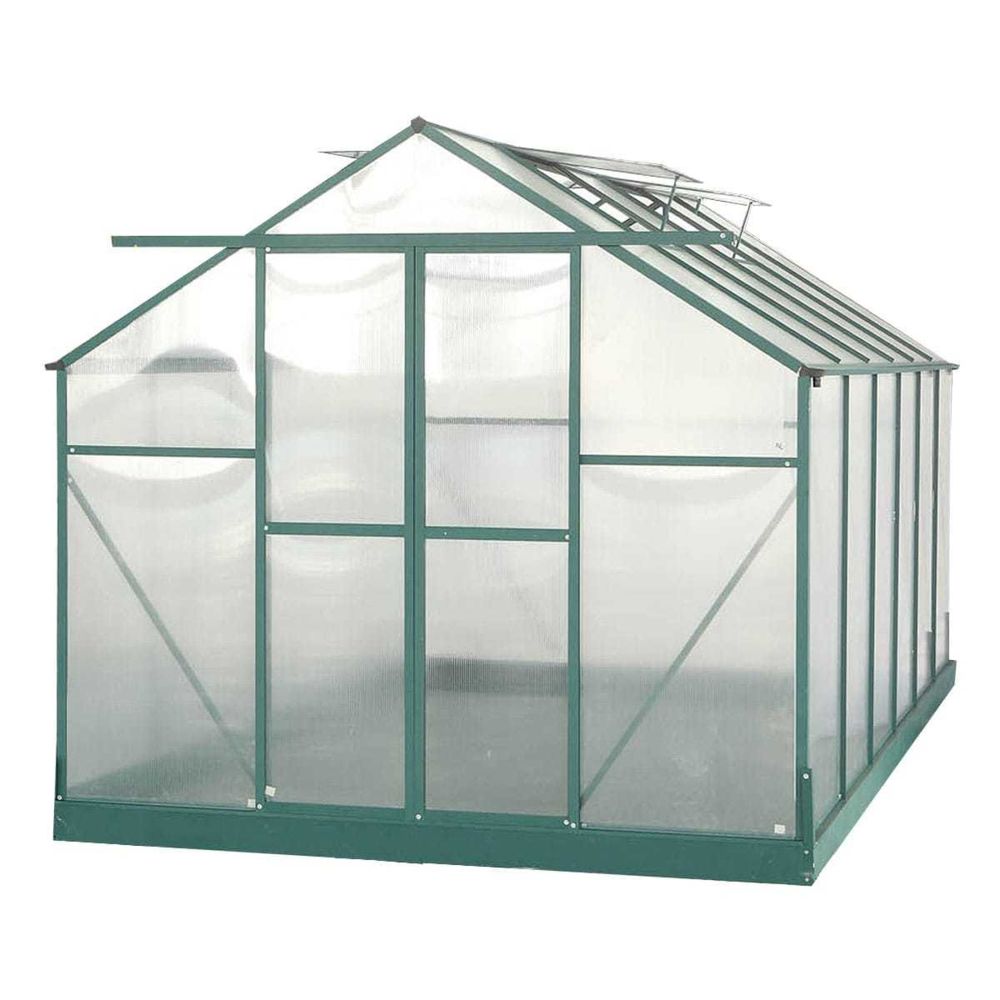 Habrita - Serre jardin structure alu couleur verte / polycarbonate 4 mm - Serres en verre