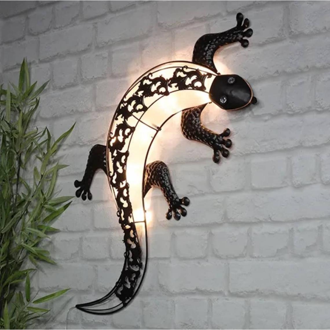 Hi - HI Applique de jardin solaire LED en forme de gecko - Applique, hublot