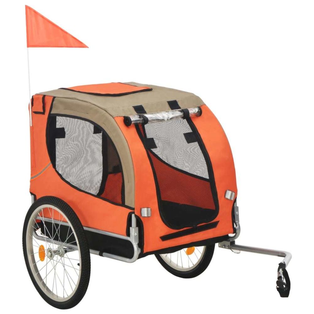 Vidaxl - vidaXL Remorque de vélo pour chiens Orange et gris - Equipement de transport pour chat