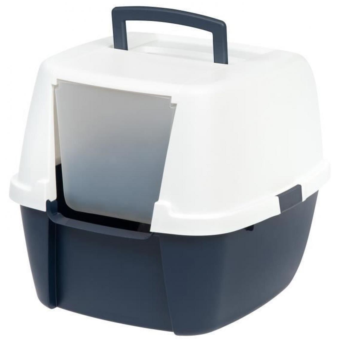 Sans Marque - IRIS OHYAMA Maison de toilette Jumbo Cat Litter Box - Plastique - 53,3 x 45,7 x 43,1 cm - Bleu marine et blanc - Pour chat - Hygiène et soin pour chien