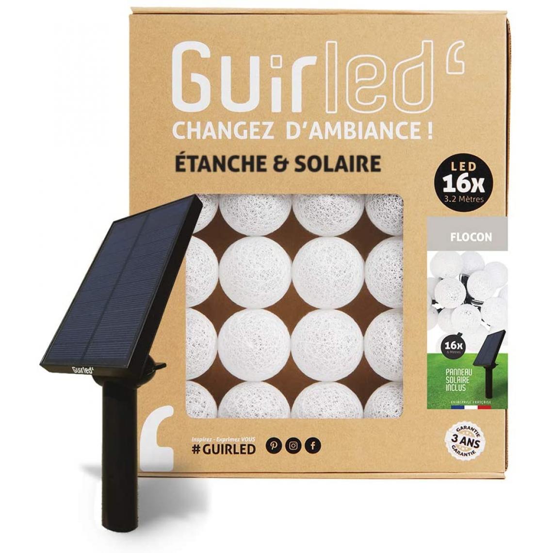 Guirled - Guirlande boule lumineuse 16 LED Outdoor - Flocon - Eclairage solaire