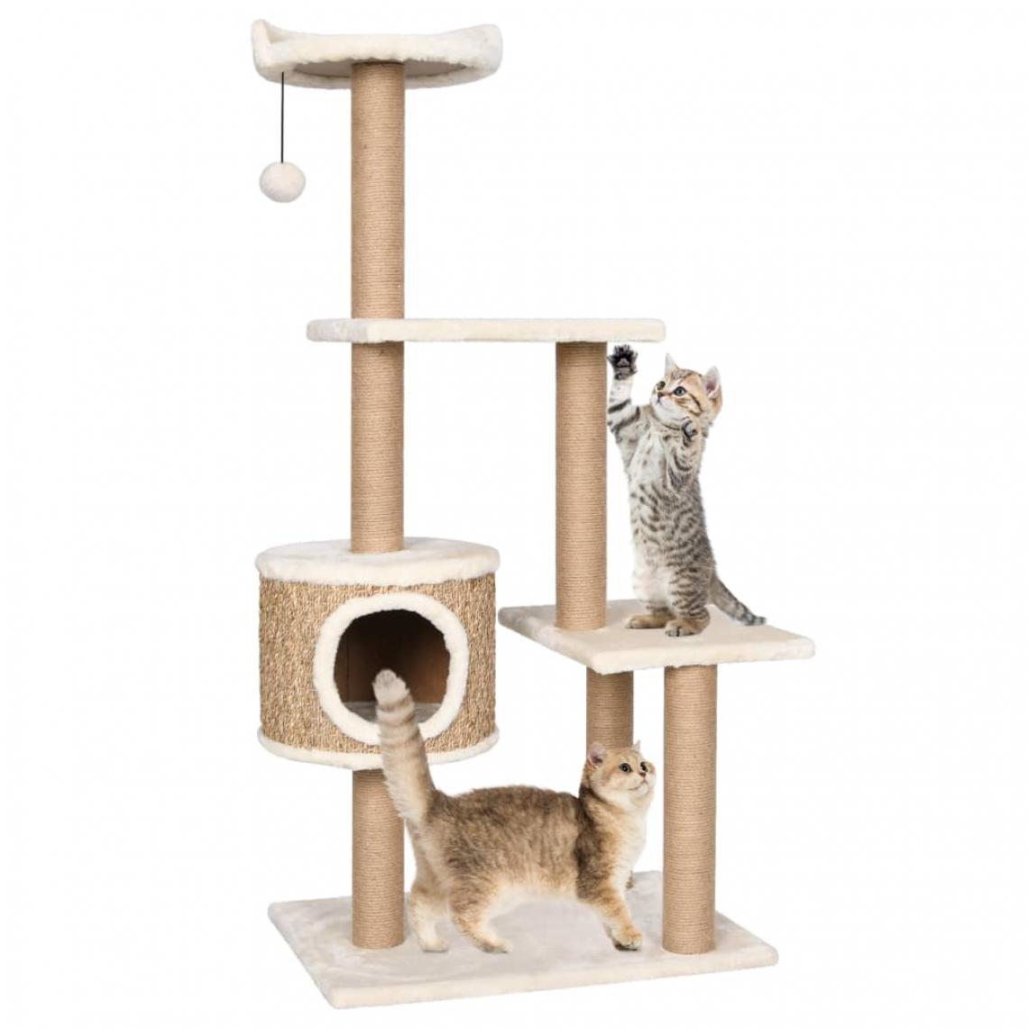Icaverne - Icaverne - Meubles pour chats famille Arbre à chat avec griffoirs 123 cm Herbiers marins - Arbre à chat
