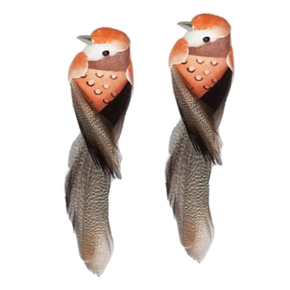 marque generique - 2pcs couleurs artificielle oiseaux en mousse à plumes de jardin décoration de la maison orange - Petite déco d'exterieur